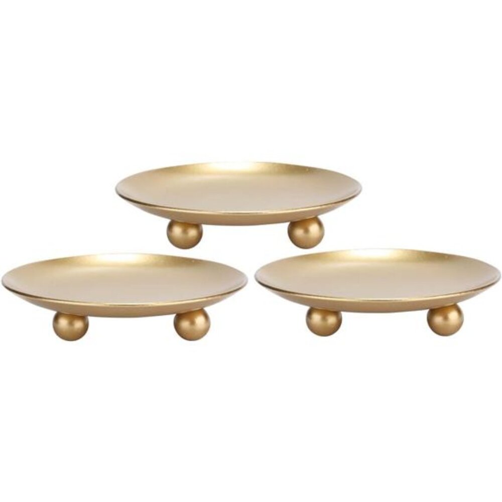 Iron Plate Candle Holder, Gold, Decorative Iron Pillar Candle Holder, Set of 3